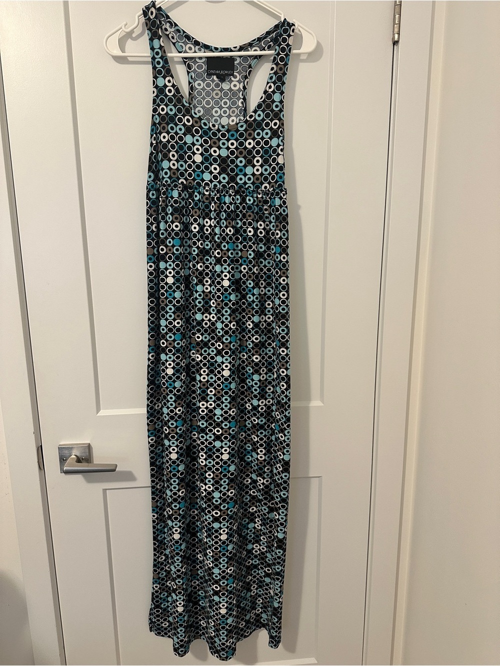 Cynthia Rowley Blue Geometric Circle Print Maxi Dress Size Small Women’s